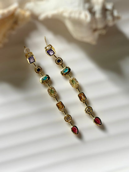 Rainbow cascade earrings