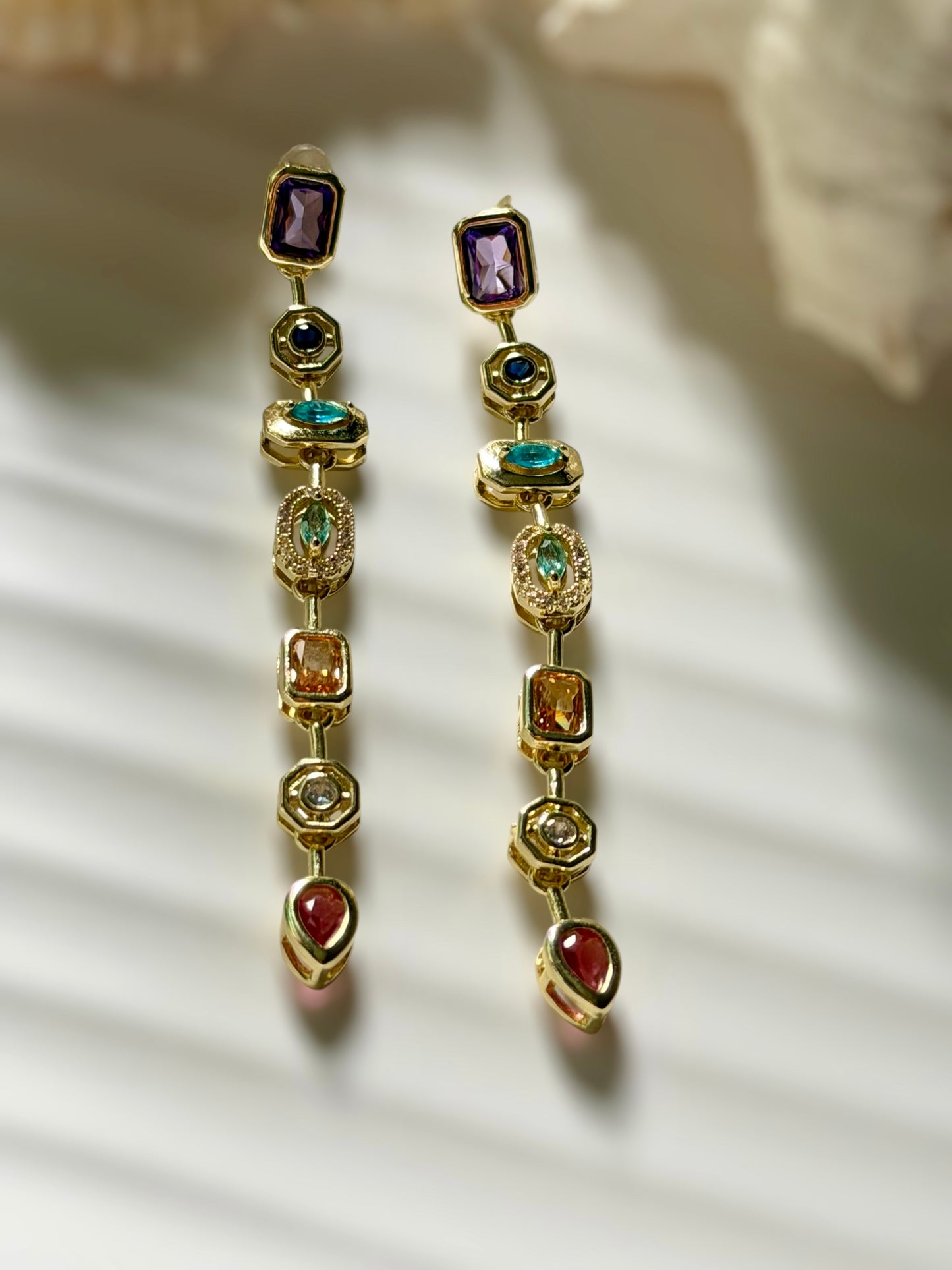 Rainbow cascade earrings