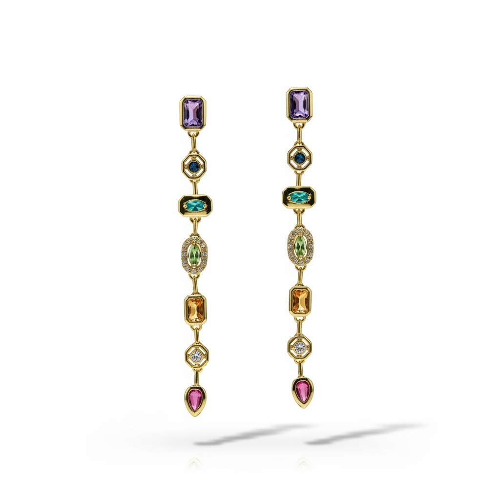Rainbow cascade earrings