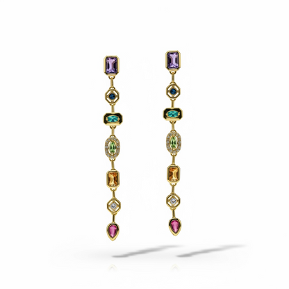 Rainbow cascade earrings