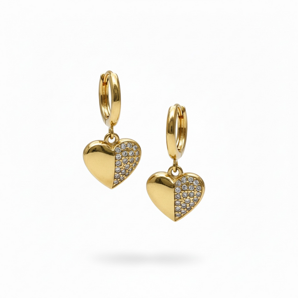 Sweetheart pave earrings