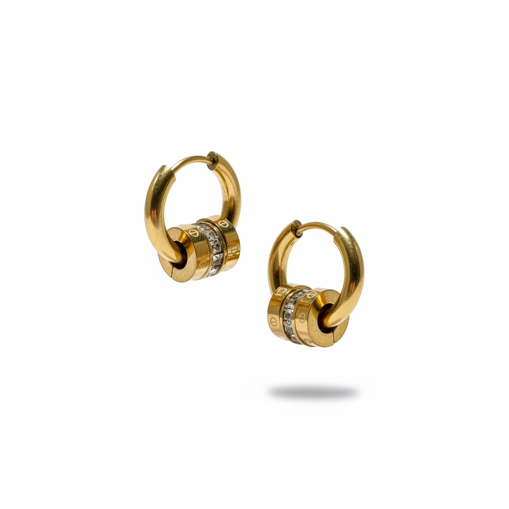 Tiered emblem earrings